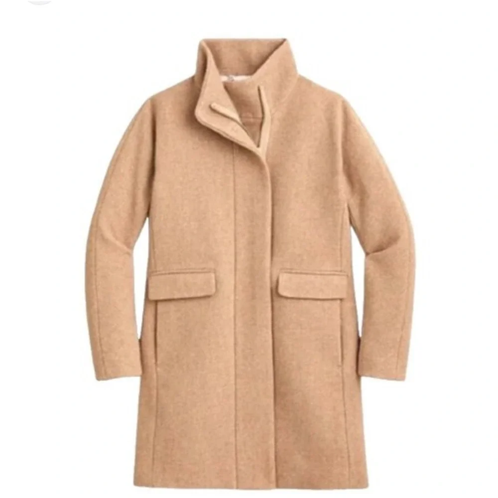NWT J.Crew Stadium Cloth Nello‎ Gori Cocoon Coat Wool Blend Tan Sand Women's S